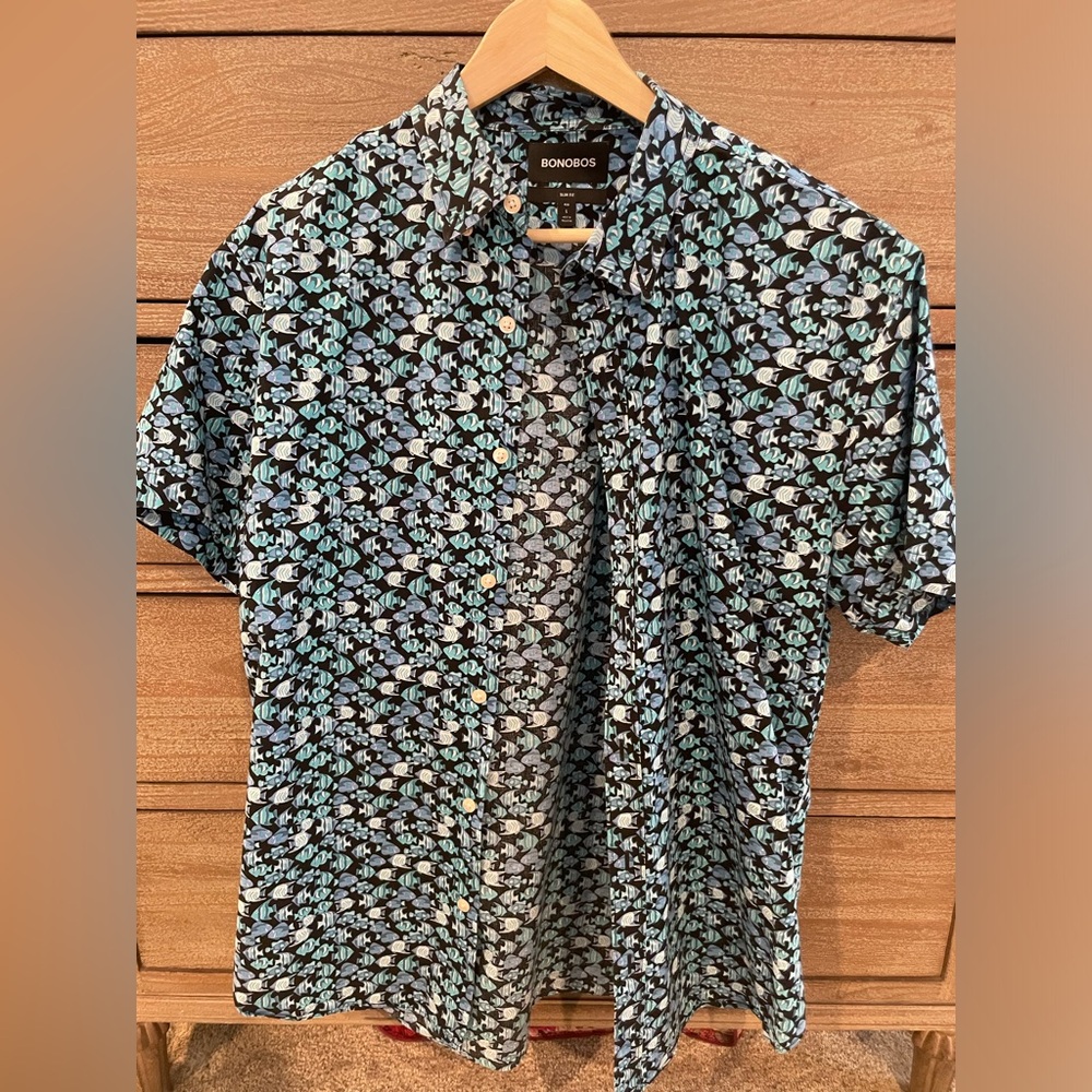 BONOBOS Slim Fit Short Sleeve Button-Up Shirt Size Large